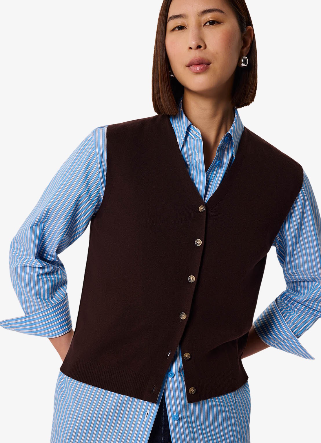 Whistles Spencer met V-hals - detail 3 bruin