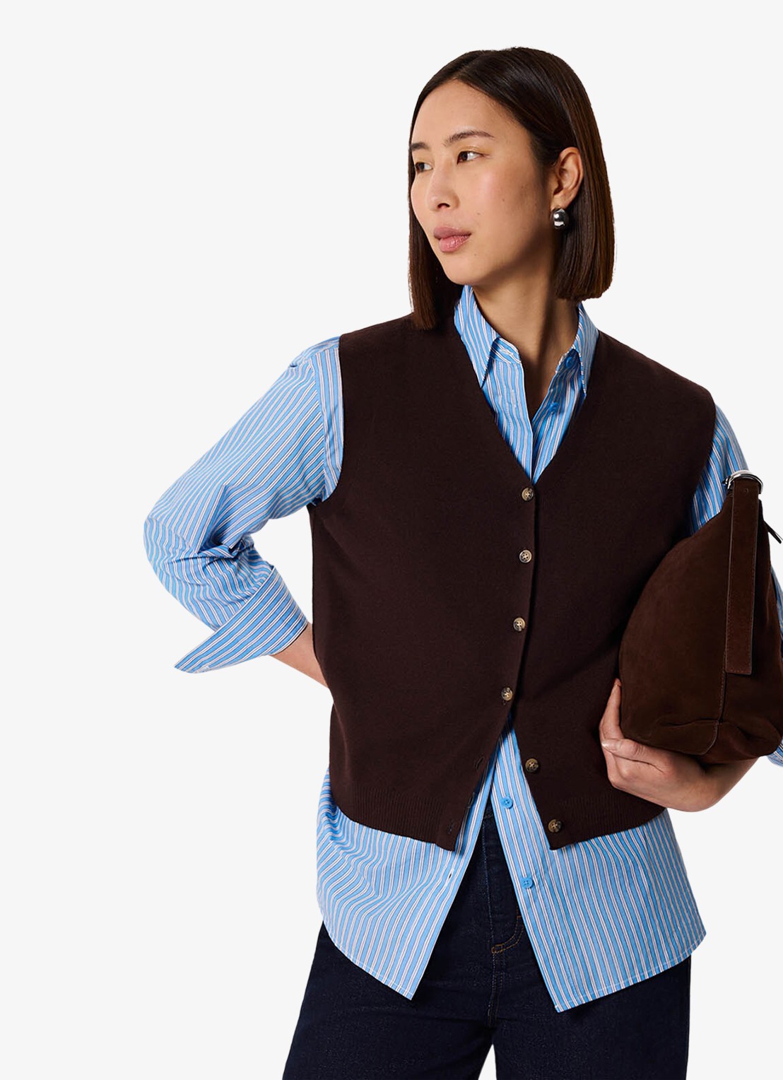Whistles Spencer met V-hals - detail 4 bruin