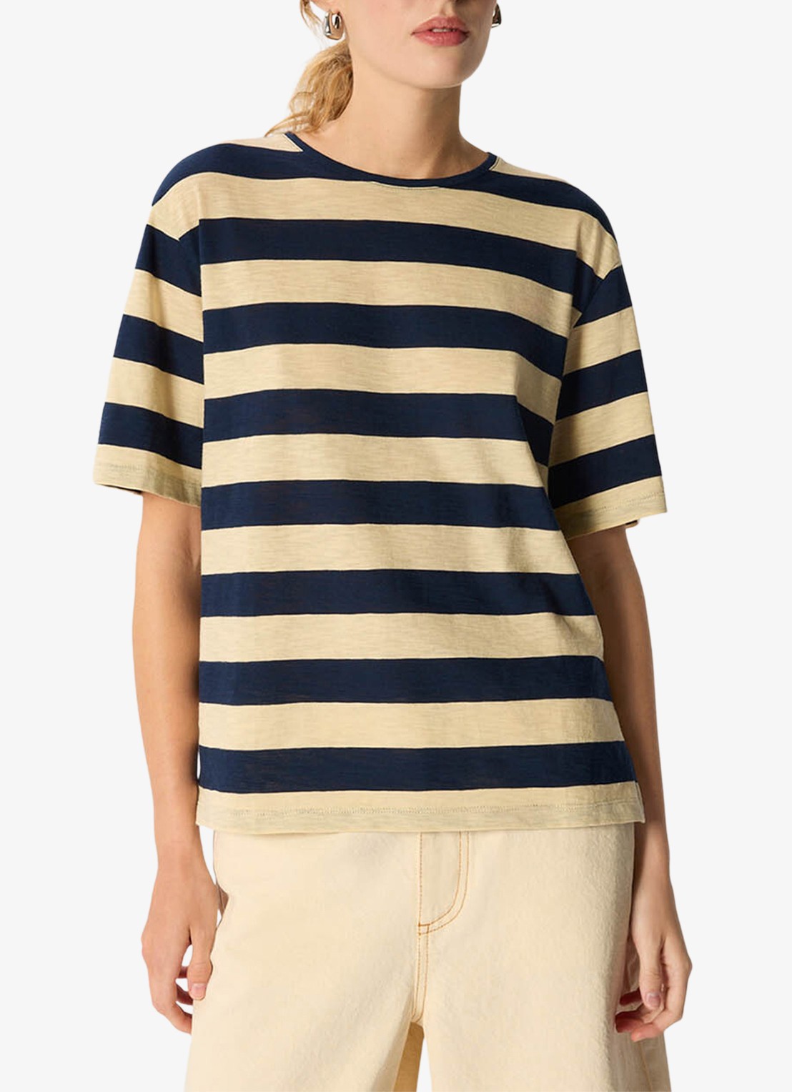 Whistles T-shirt met streepprint - detail 4 donkerblauw