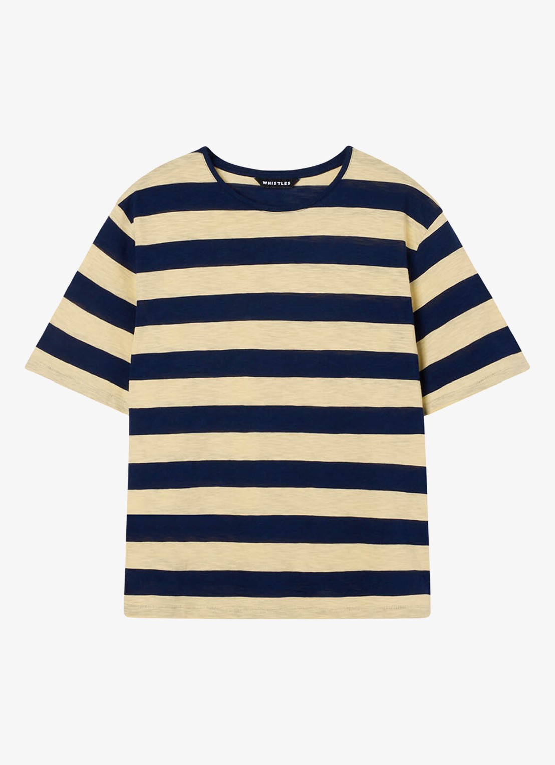 Whistles T-shirt met streepprint - voorkant 6 donkerblauw