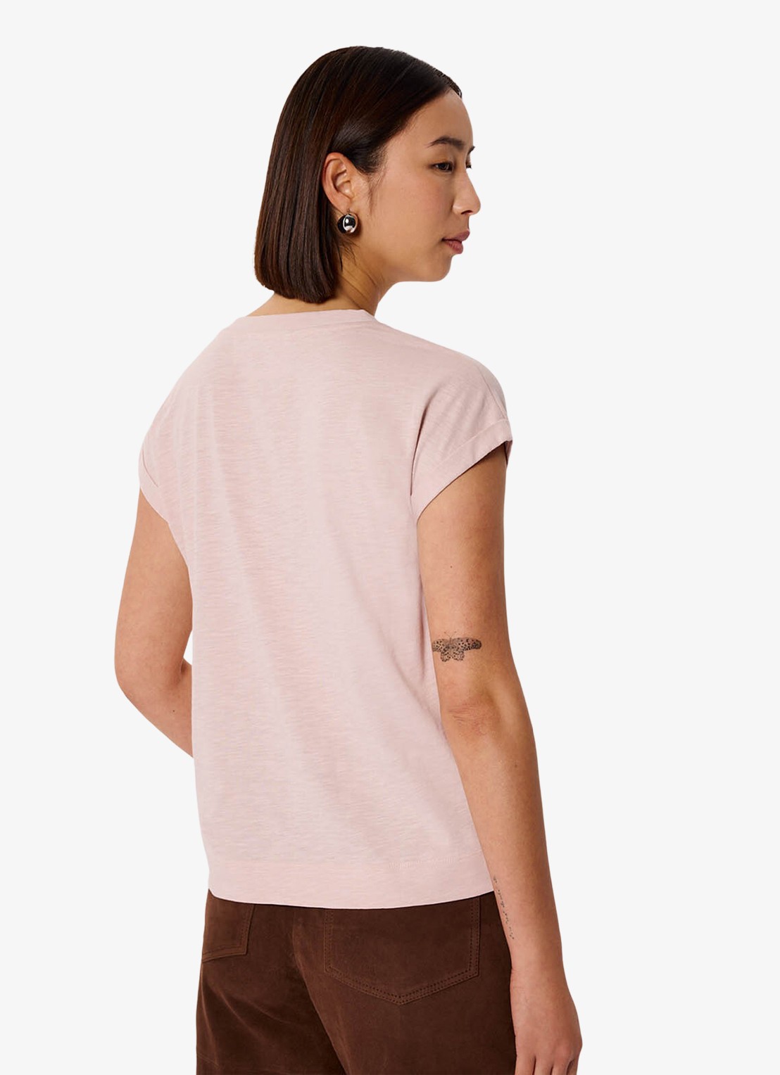Whistles T-shirt met V-hals - achterkant oudroze