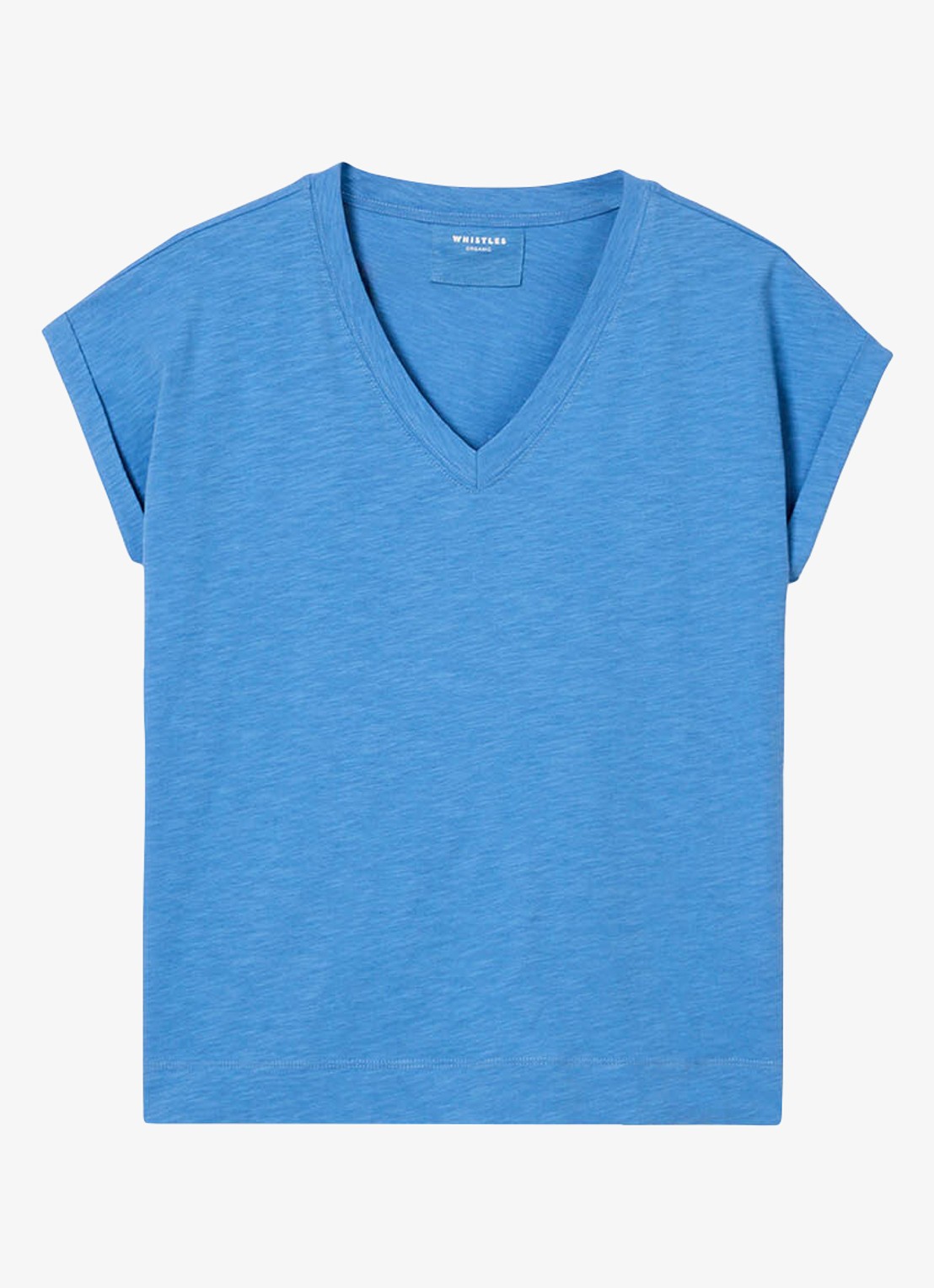 Whistles T-shirt met V-hals - voorkant blauw