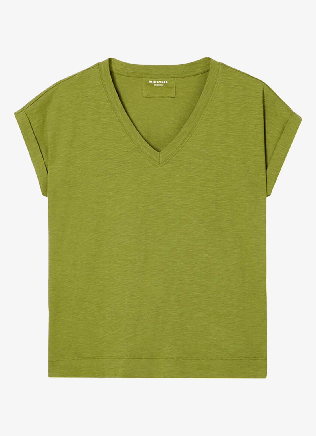 Whistles T-shirt met V-hals - voorkant groen