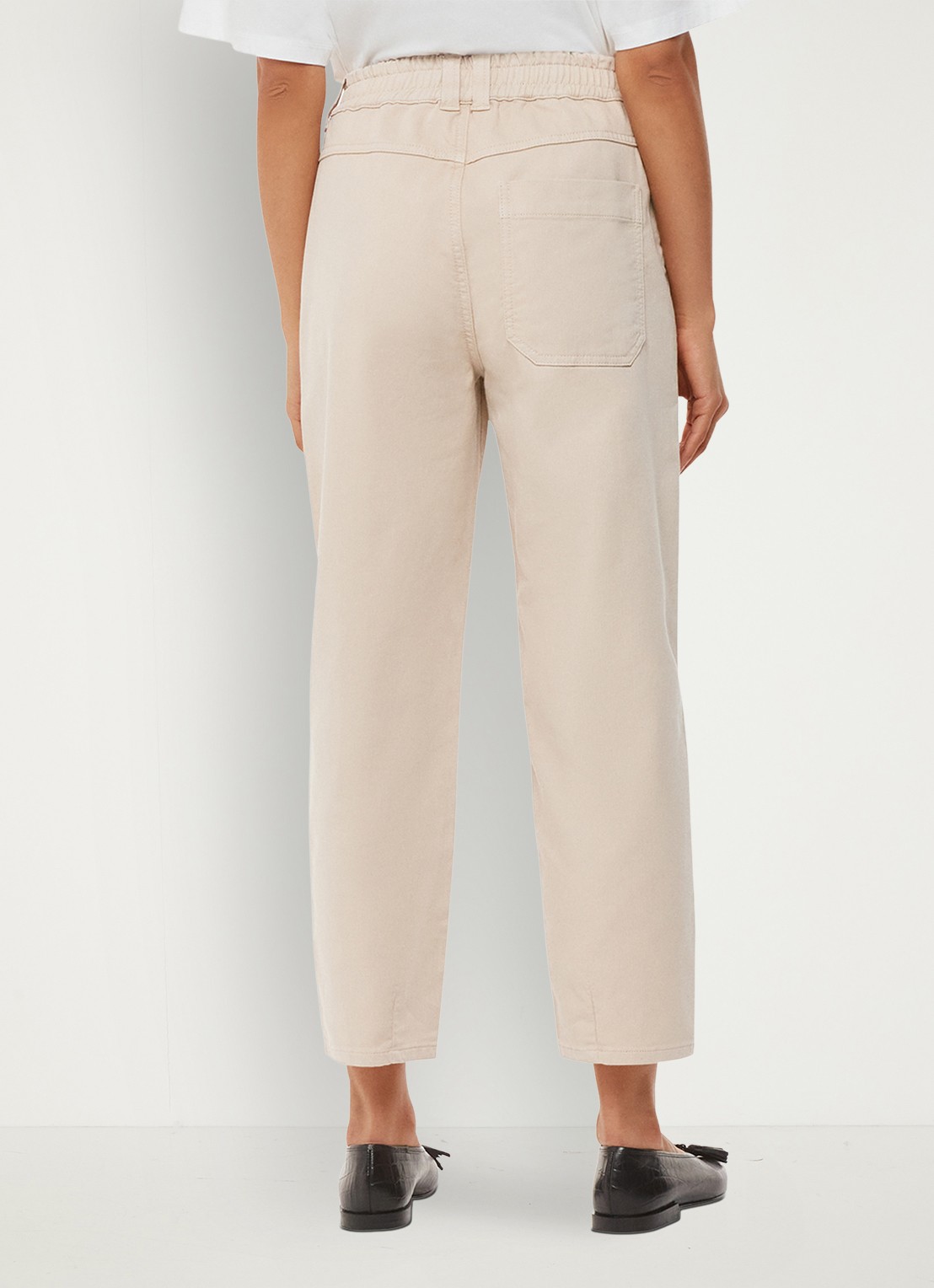 Whistles Tessa high waist cropped straight fit chino met steekzakken - achterkant 3 beige