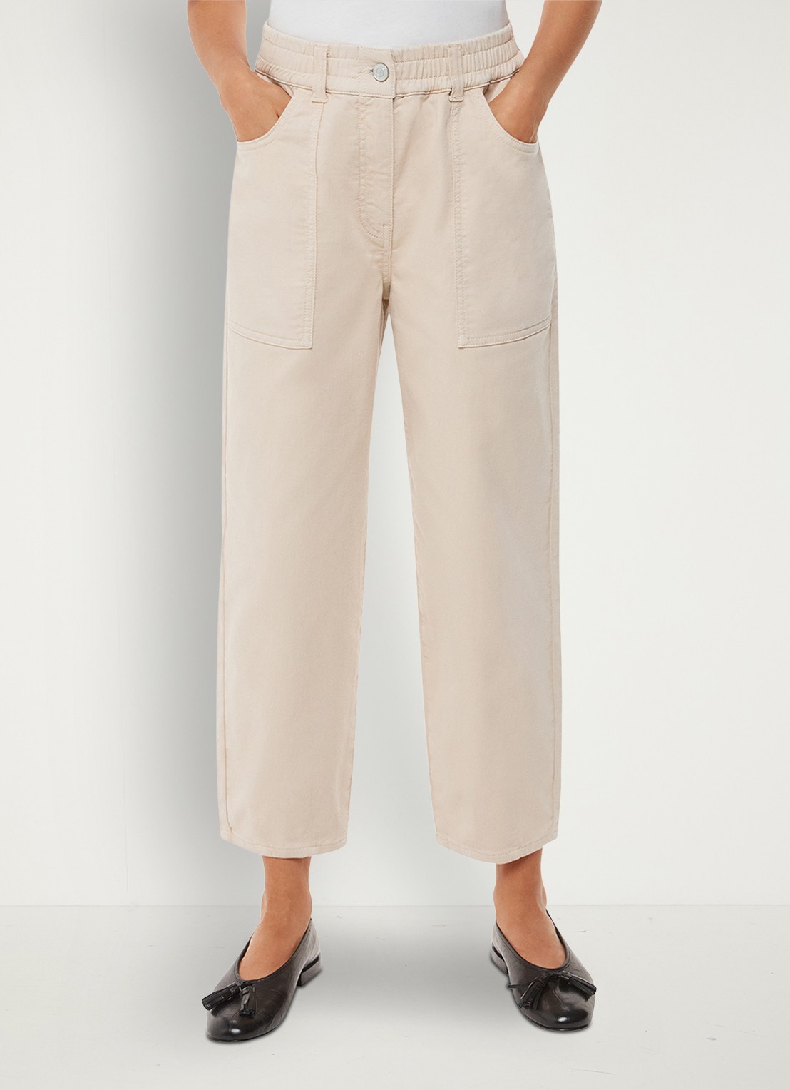 Whistles Tessa high waist cropped straight fit chino met steekzakken - detail 4 beige