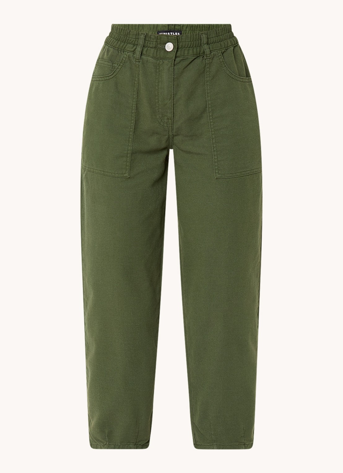 Whistles Tessa high waist cropped straight leg broek met gekleurde wassing - voorkant 4 legergroen