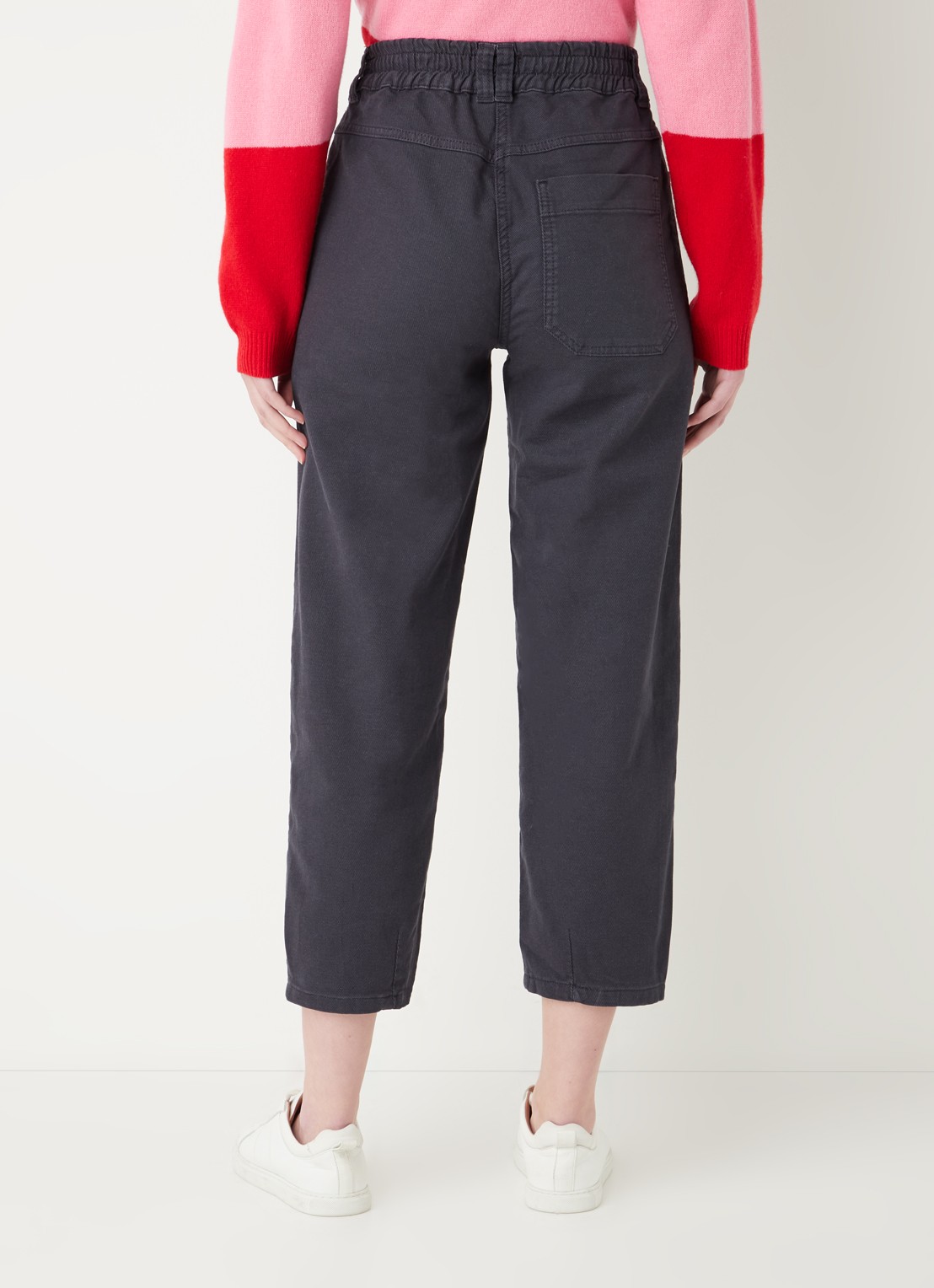 Whistles Tessa high waist cropped straight leg jeans met gekleurde wassing  - achterkant 5 antraciet