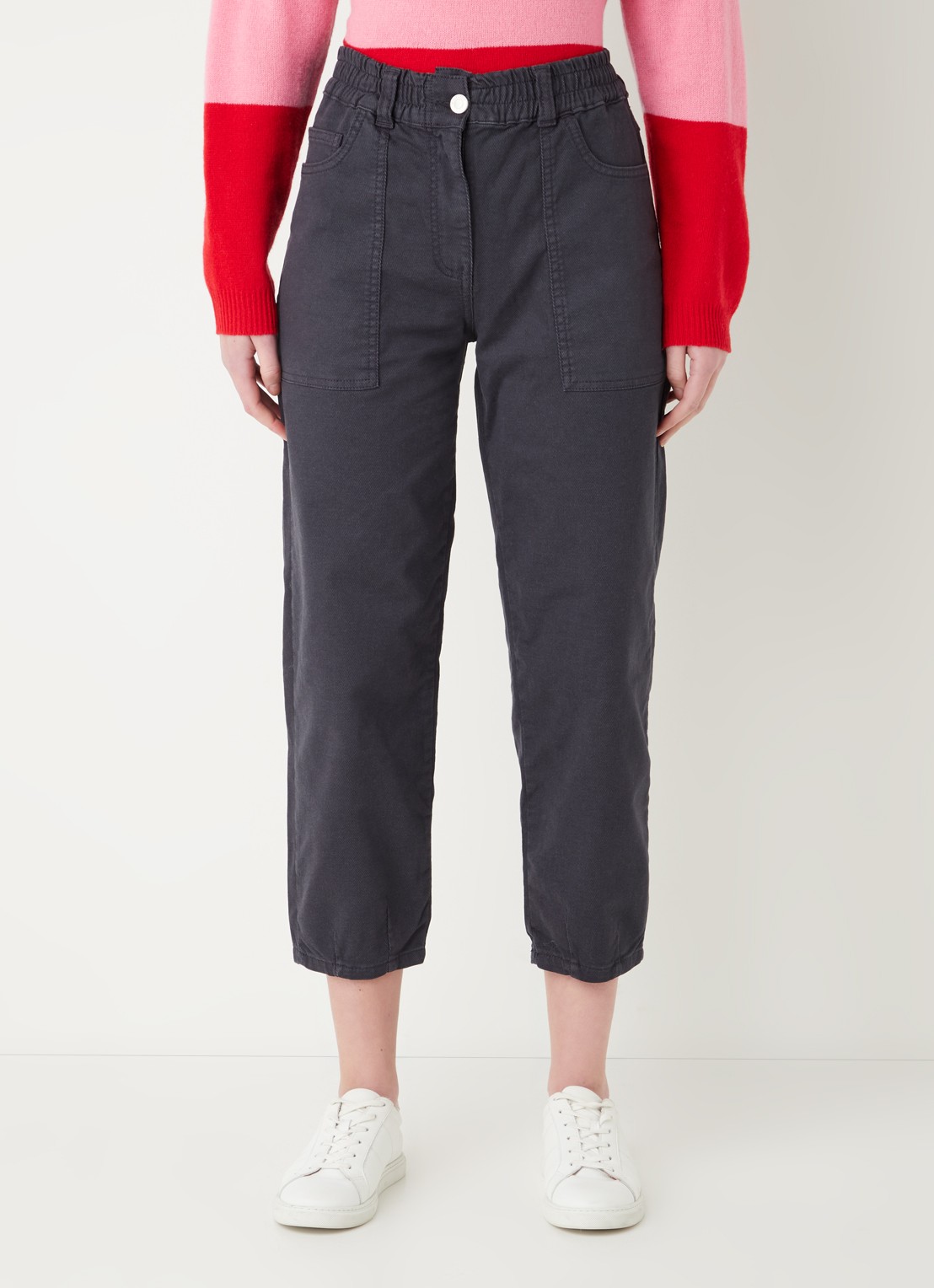 Whistles Tessa high waist cropped straight leg jeans met gekleurde wassing  - detail 3 antraciet