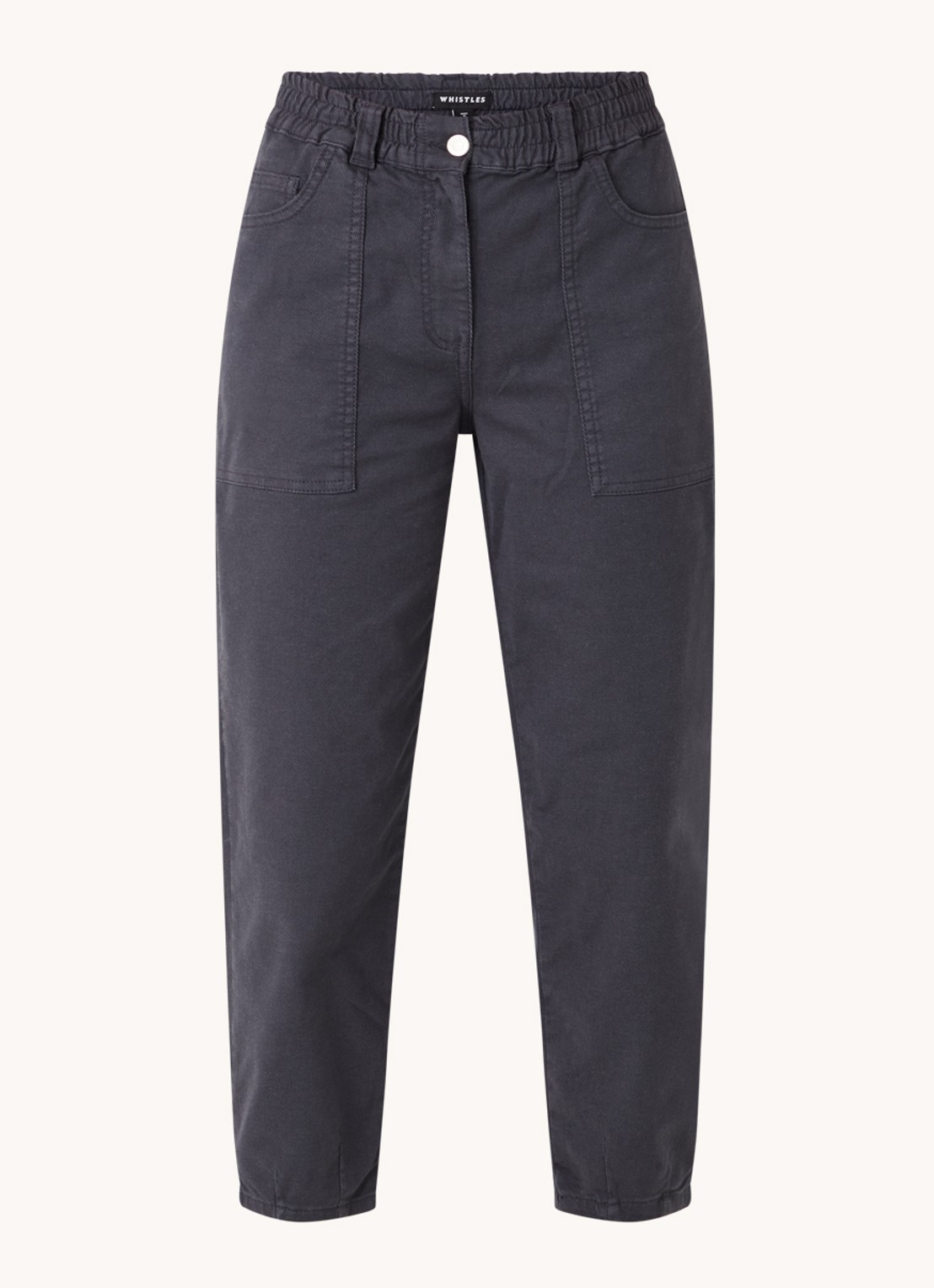 Whistles Tessa high waist cropped straight leg jeans met gekleurde wassing  - voorkant antraciet