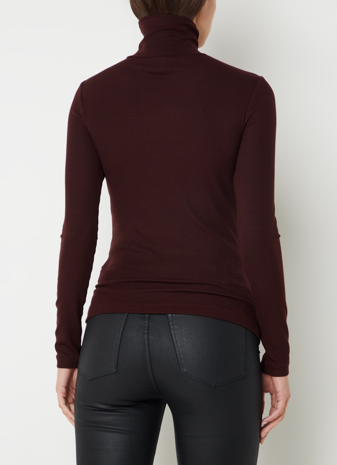 Whistles Top met col en ribstructuur - achterkant 3 hazelnootbruin