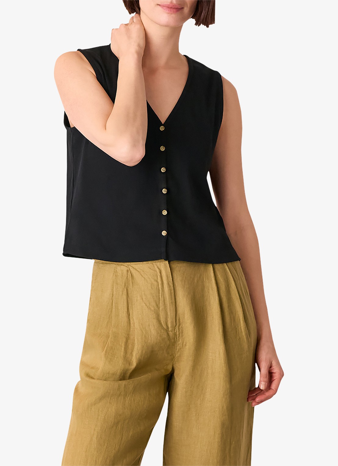 Whistles Top met ribstructuur - detail zwart