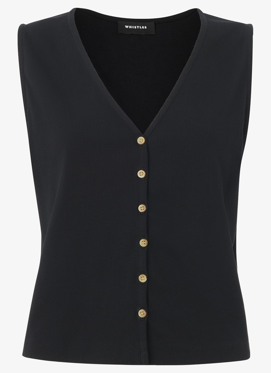Whistles Top met ribstructuur - voorkant 3 zwart