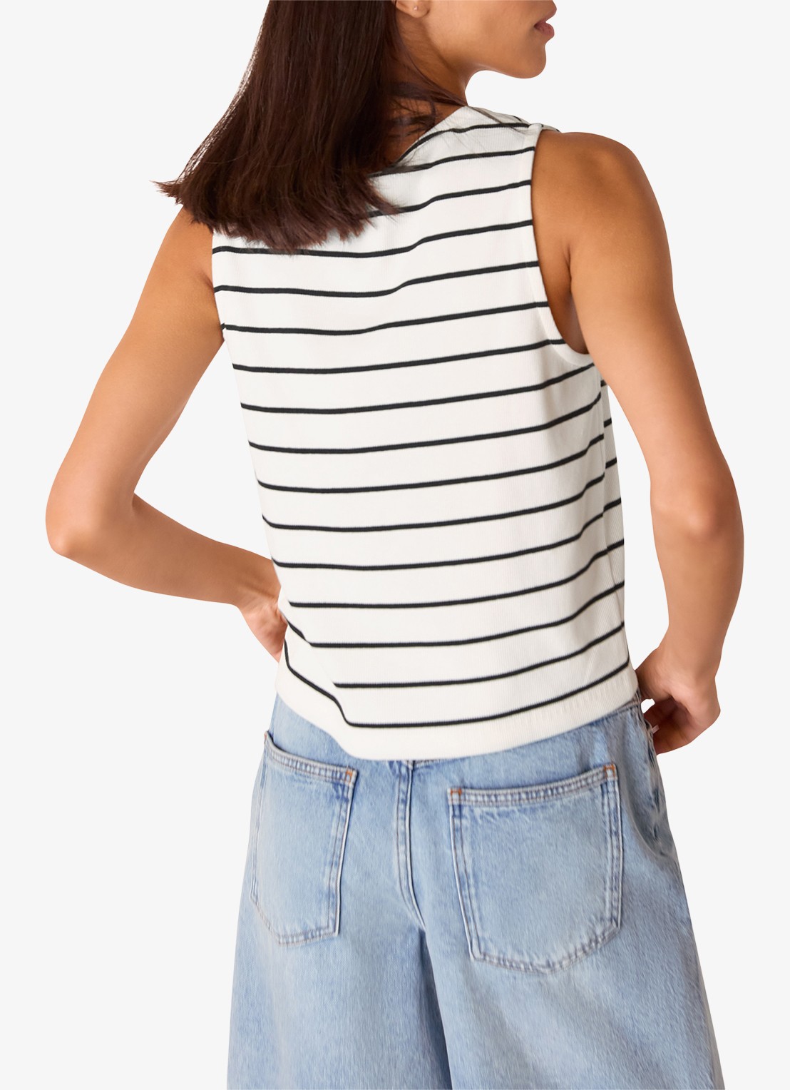 Whistles Top met streepprint en ribstructuur - achterkant wit