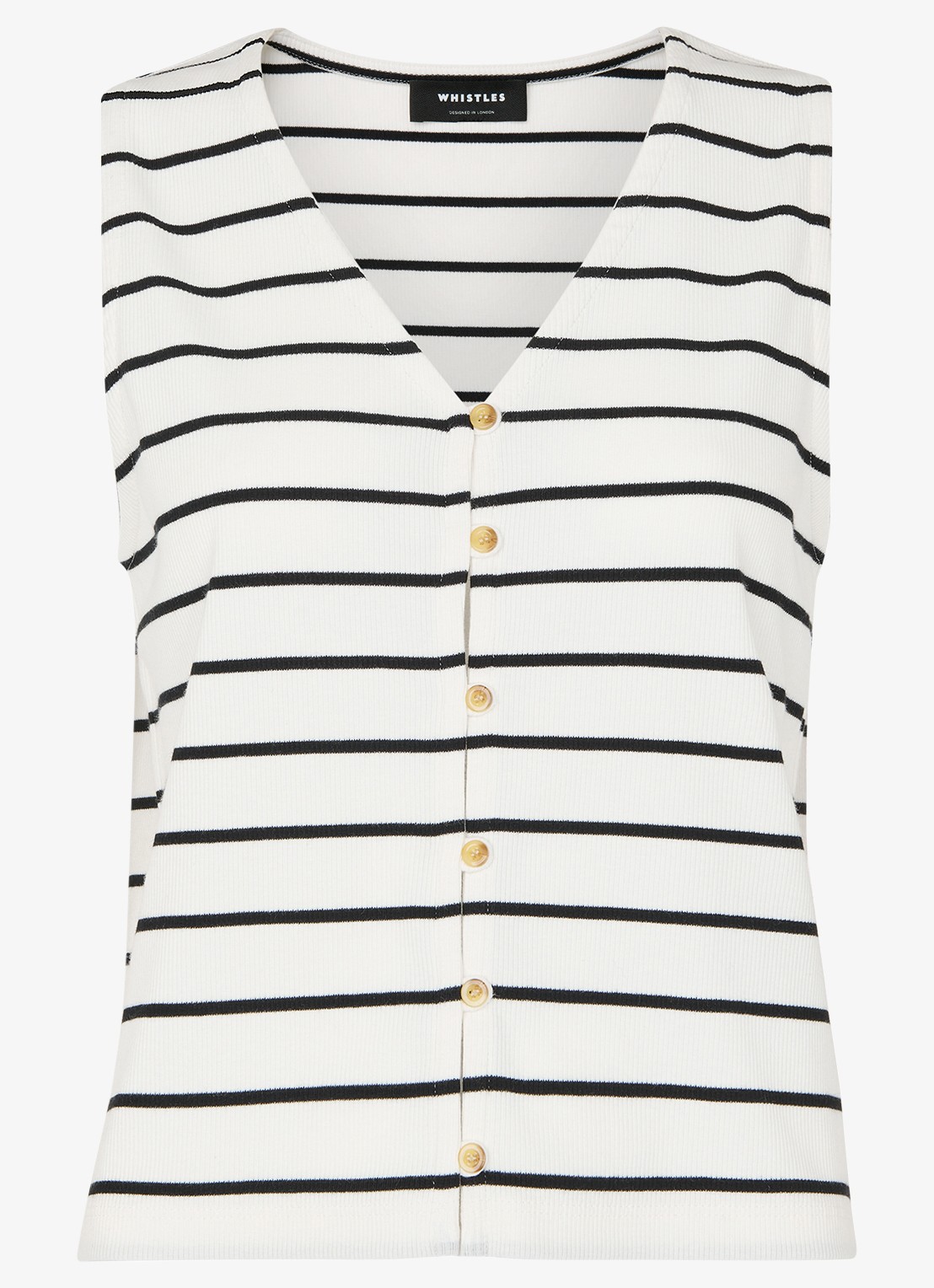Whistles Top met streepprint en ribstructuur - voorkant 2 wit