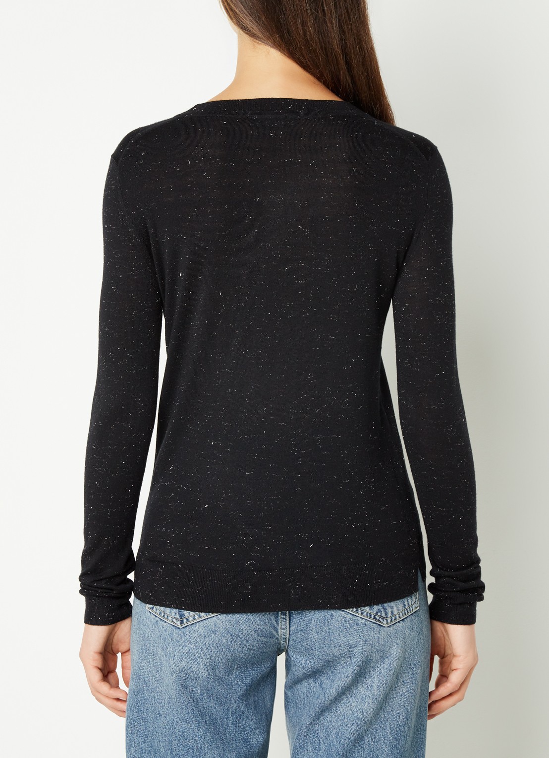 Whistles Top met structuur en ronde hals  - achterkant 2 zwart