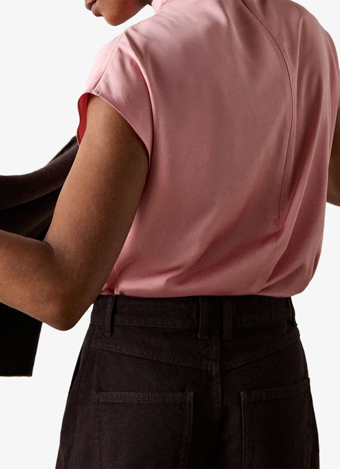 Whistles Top van satijn  - achterkant 5 roze