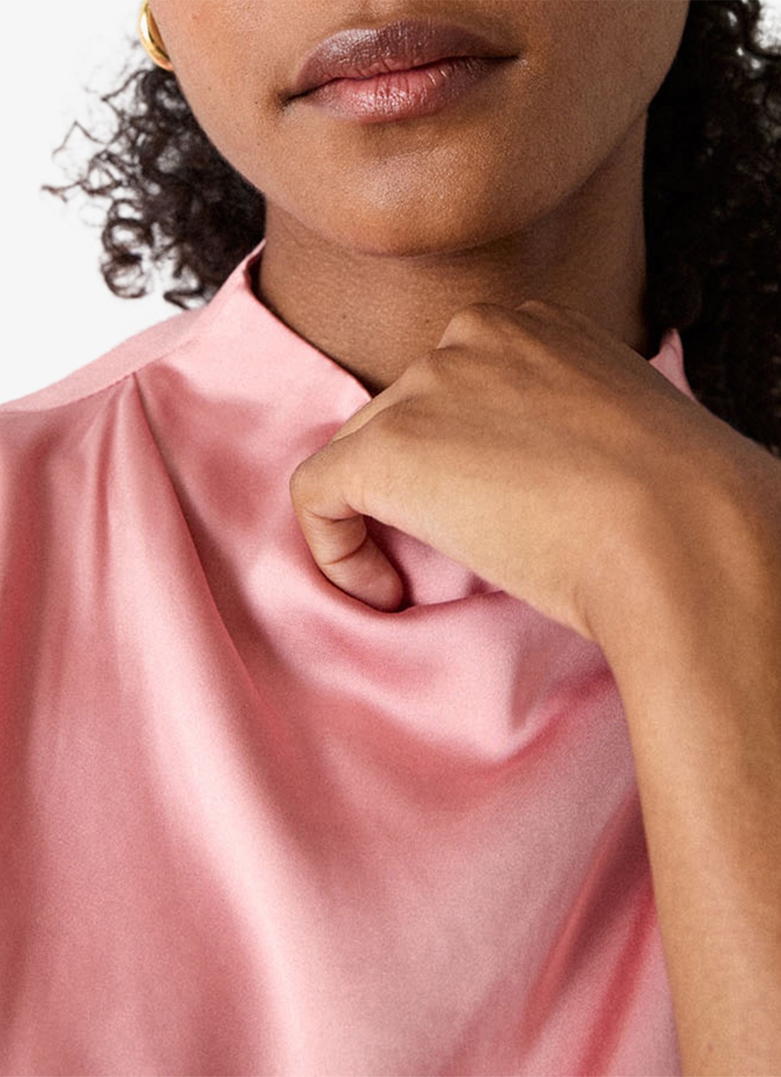 Whistles Top van satijn  - detail 2 roze