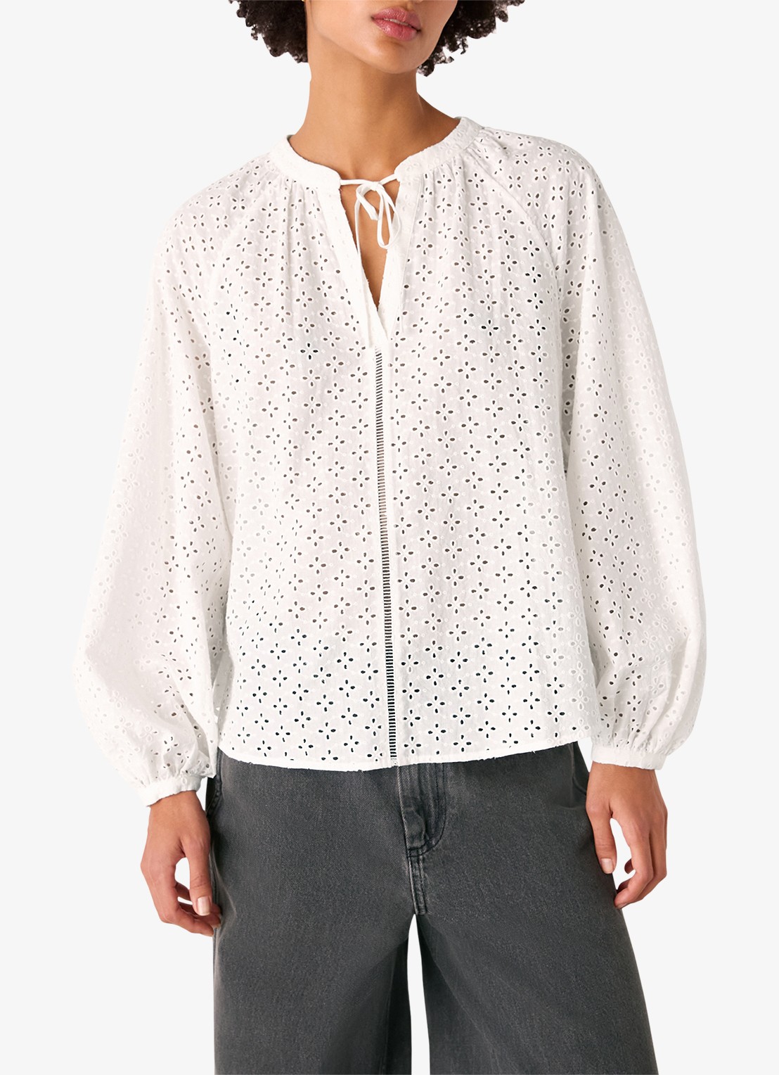 Whistles Tuniek met opengewerkt dessin - detail wit