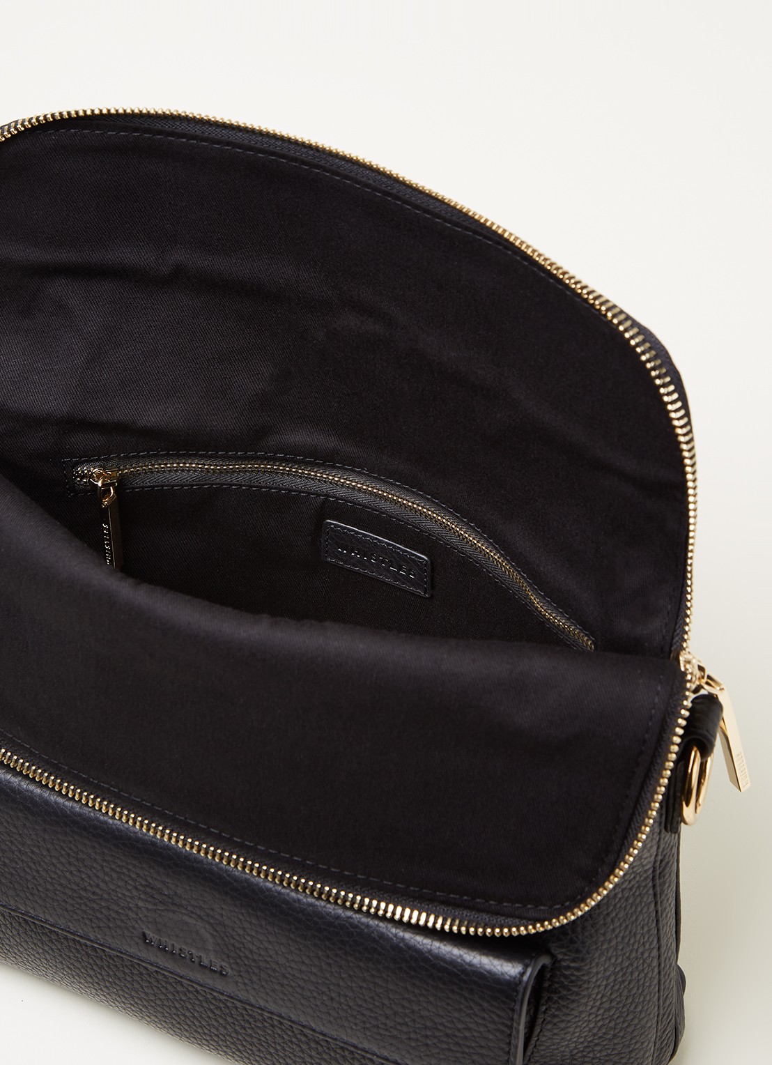 Whistles Vida crossbodytas van leer - detail zwart