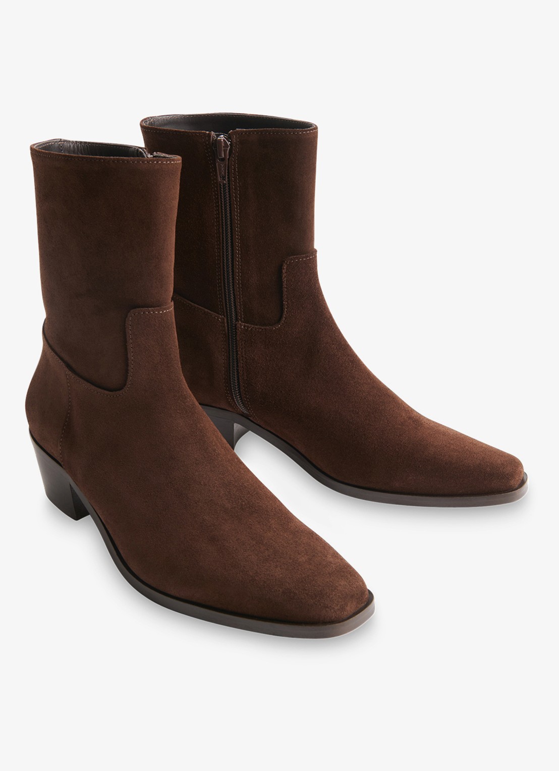 Whistles Western laars van suède - detail chocoladebruin