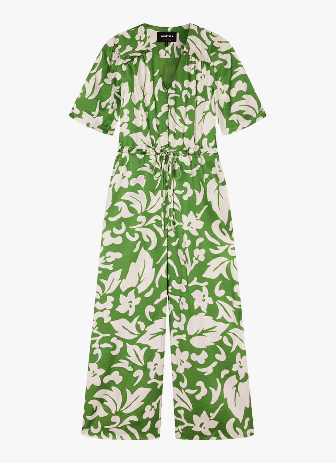 Whistles Wide fit jumpsuit met bloemenprint - voorkant 2 groen