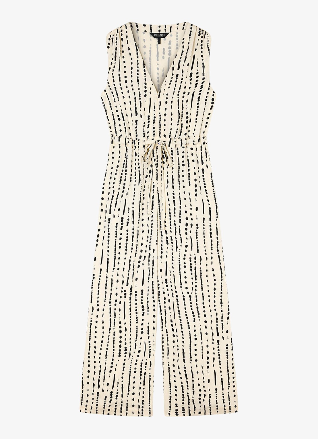 Whistles Wide fit jumpsuit met stippenprint - voorkant 5 creme