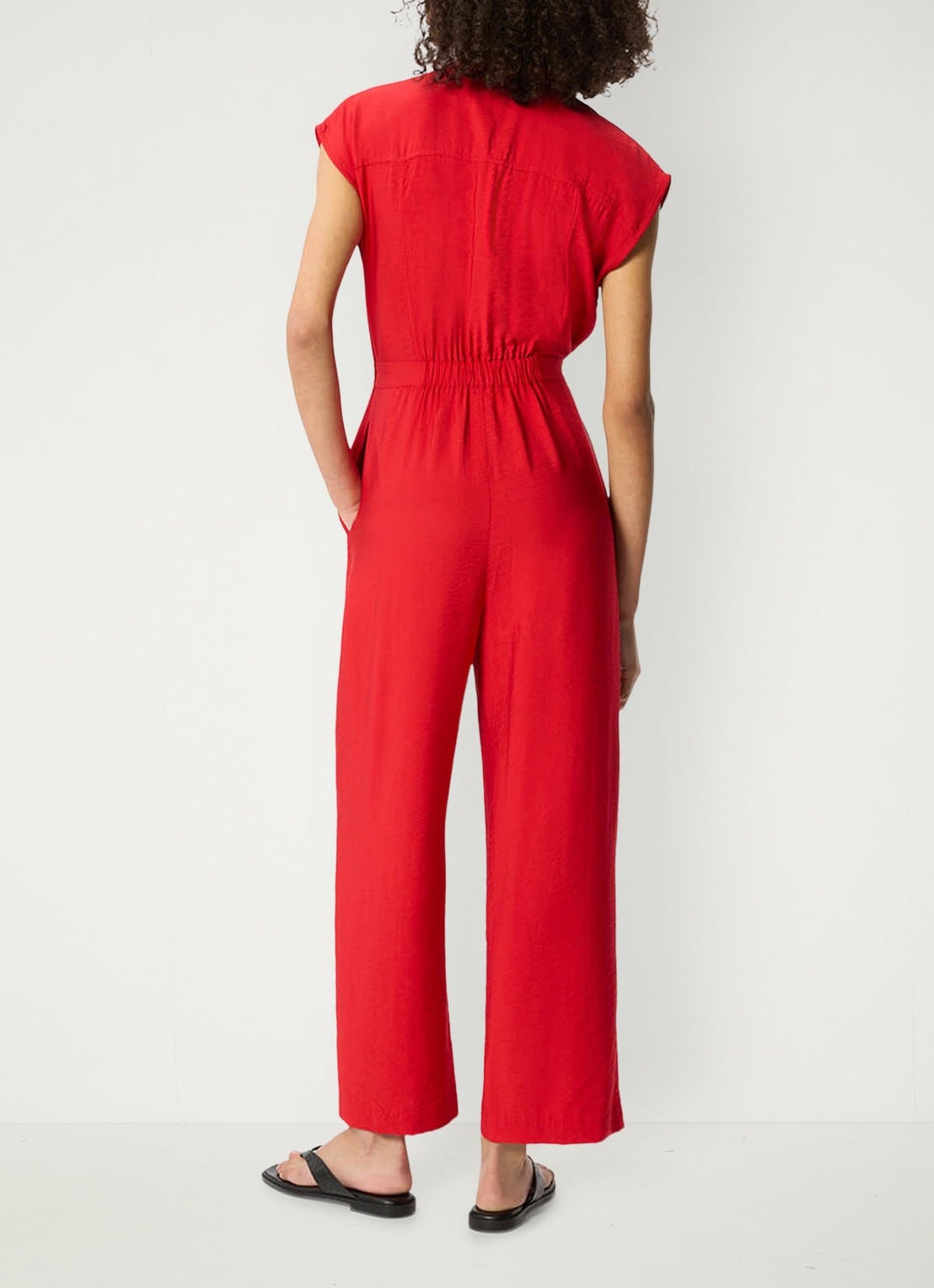 Whistles Wide fit jumpsuit met strikceintuur - achterkant 6 steenrood