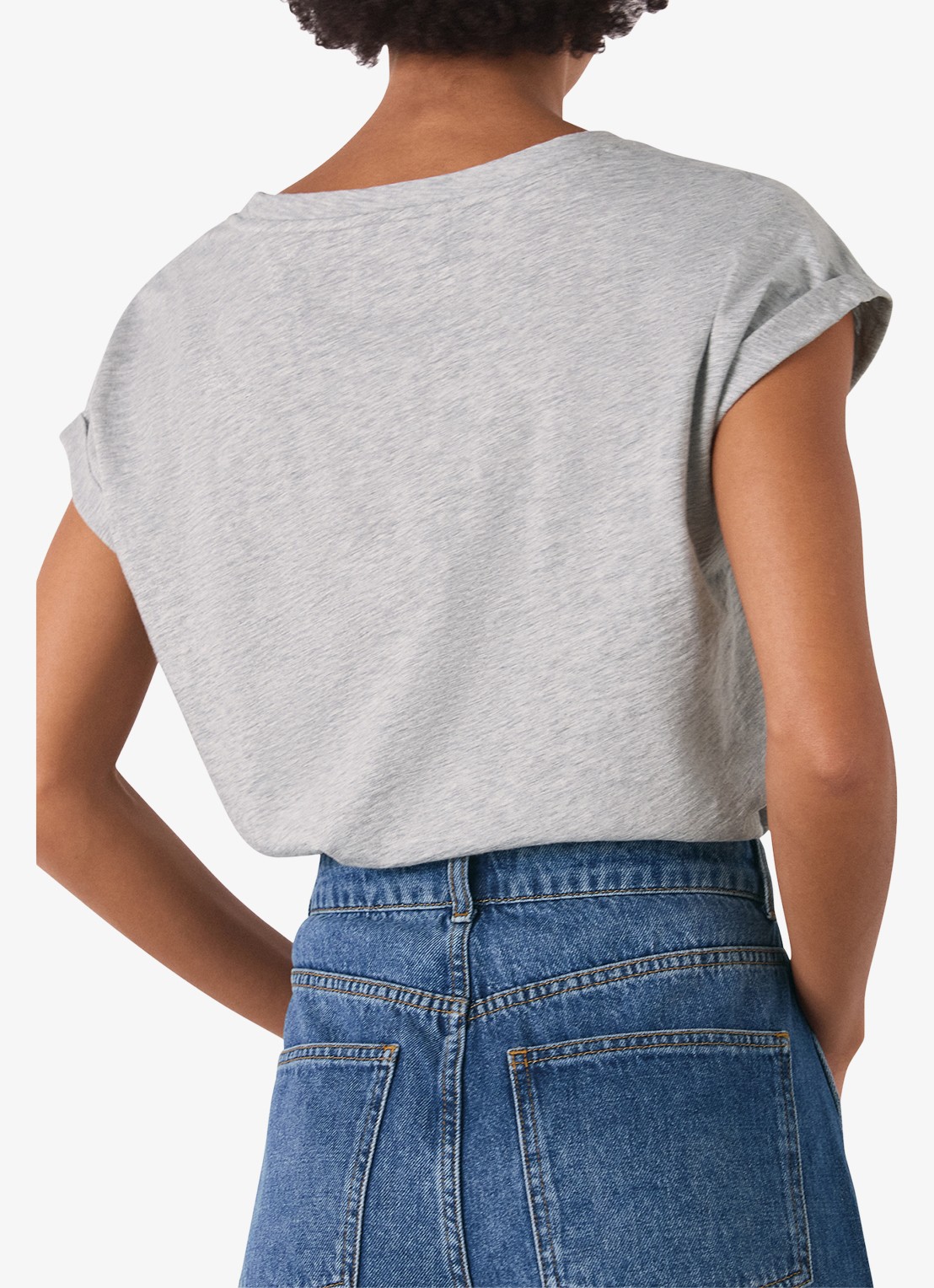 Whistles Willa T-shirt met gemêleerd dessin - achterkant 4 grijsmele