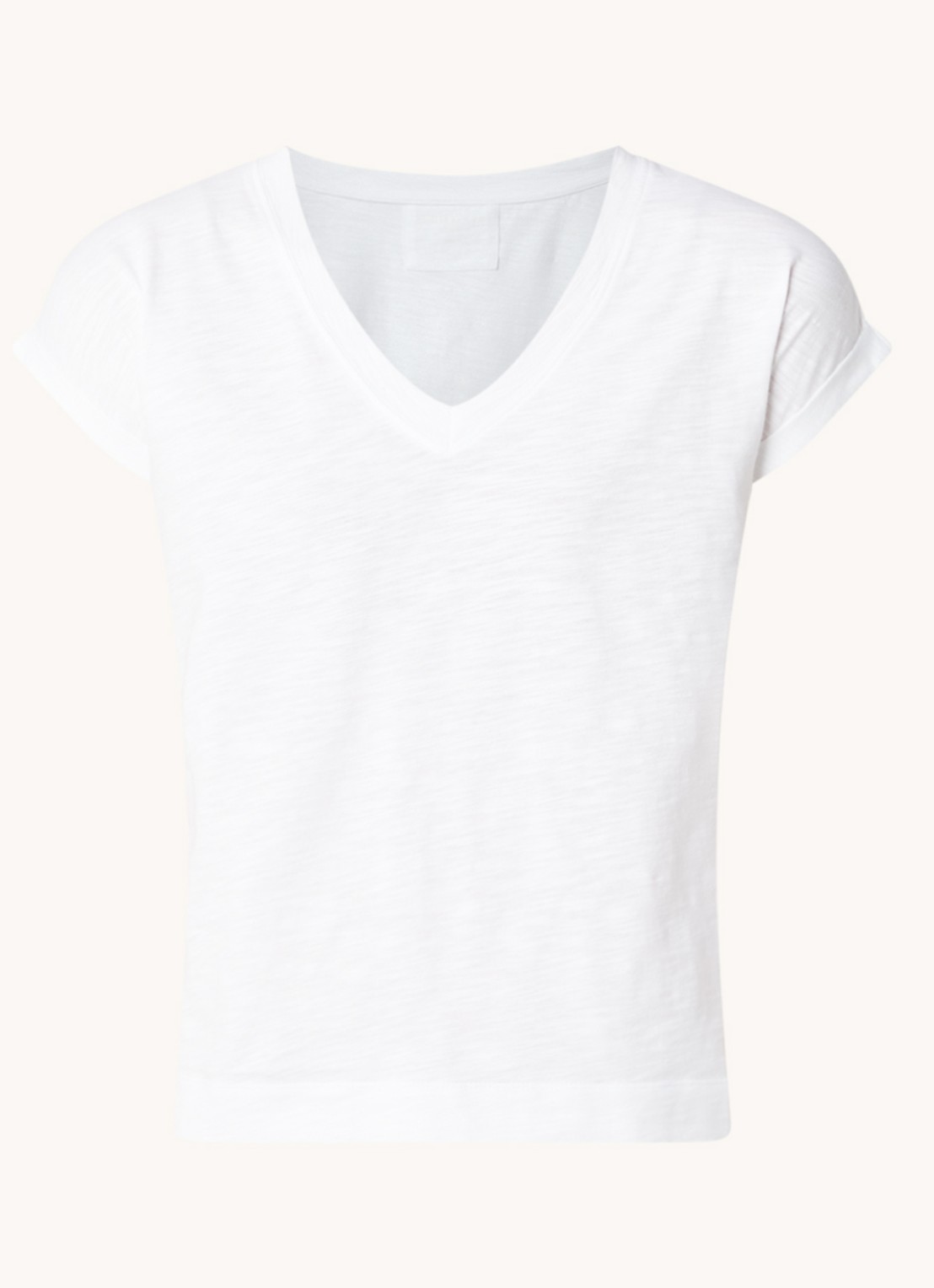 Whistles Willa T-shirt van  katoen met V-hals - voorkant wit