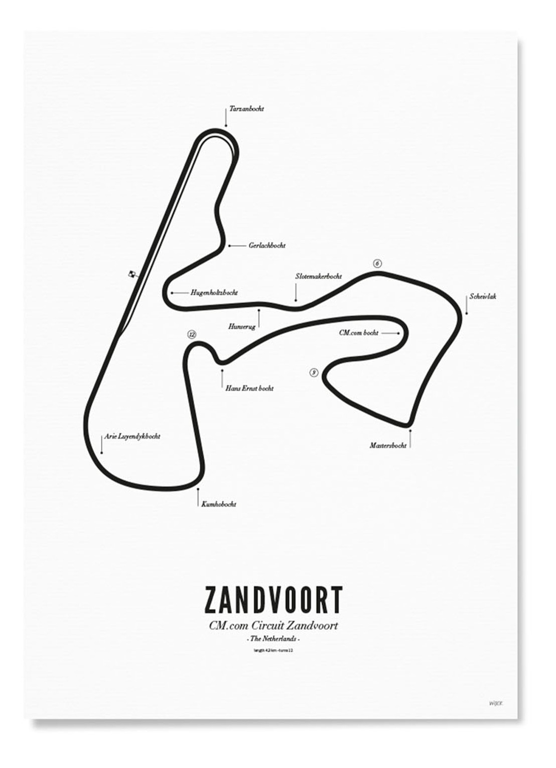 WIJCK. Circuit Zandvoort print 50 x 70 cm - voorkant wit