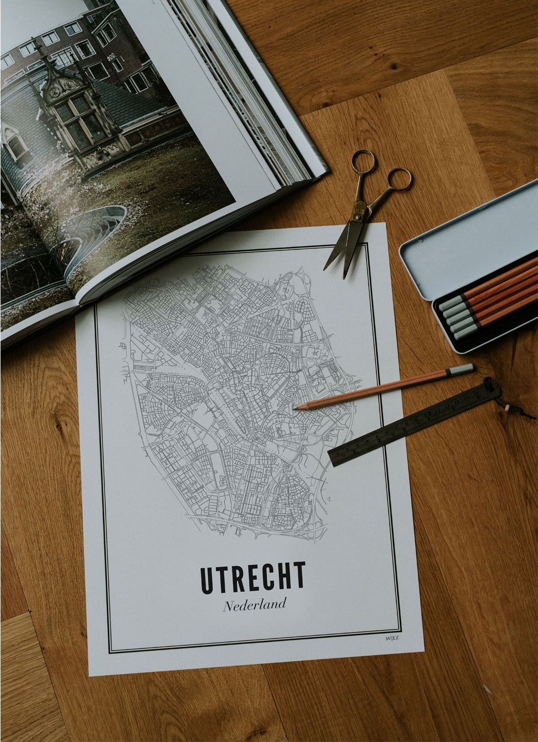 WIJCK. Utrecht Stad print - detail 3 wit