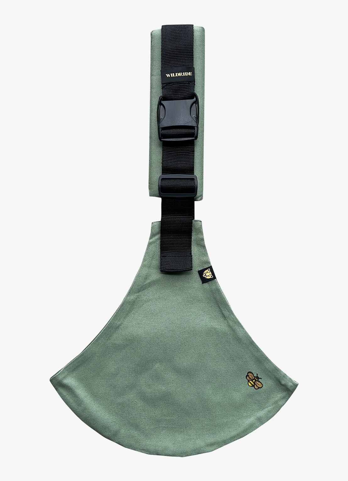 Wildride Exclusive Gold Bee Carrier peuterdraagzak van katoen - voorkant groen