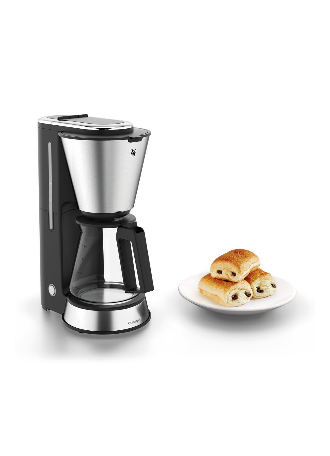 WMF KITCHENminis Aroma koffiezetapparaat met glazen kan - voorkant 7 zilver