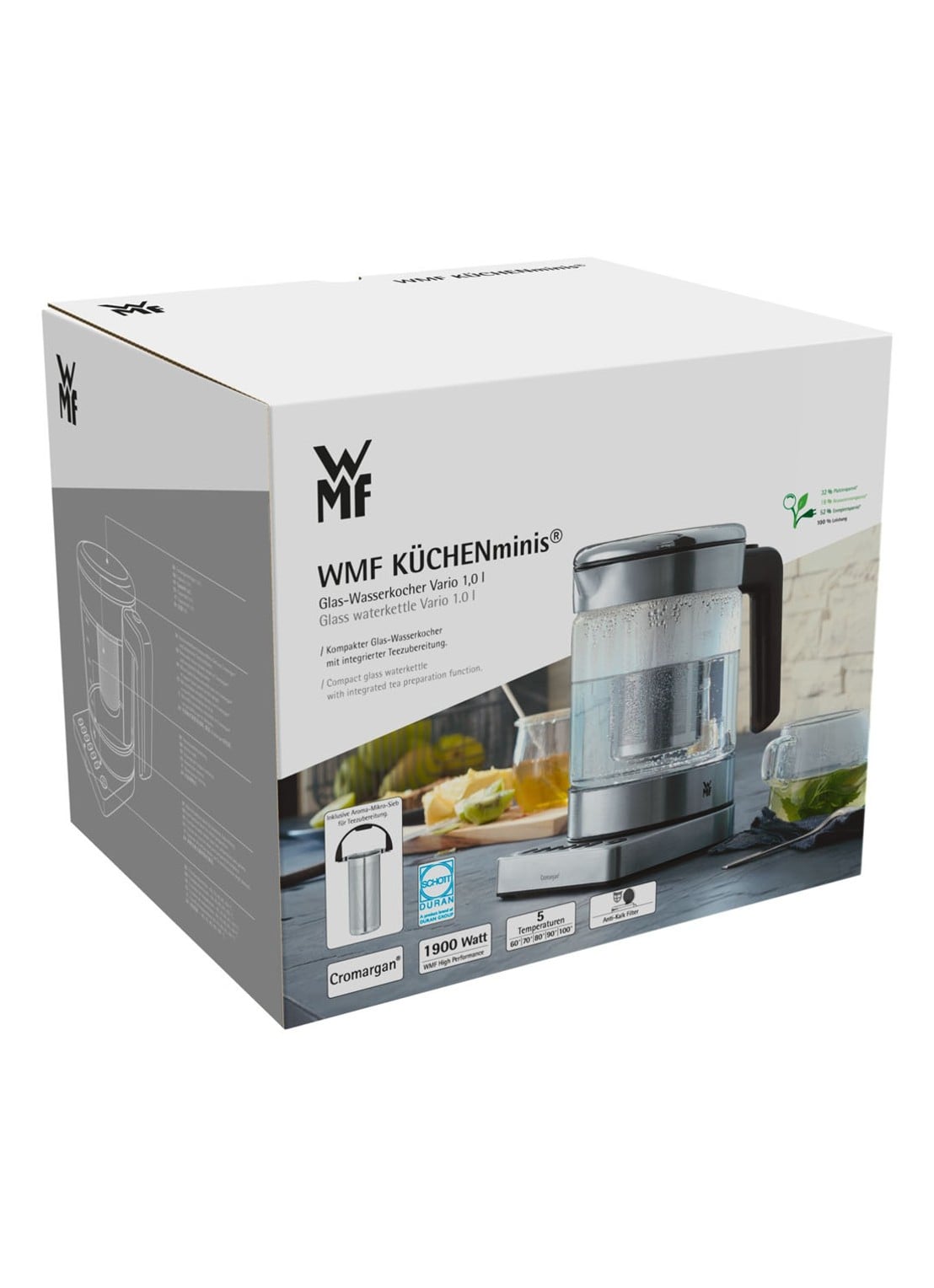 WMF KITCHENminis Vario 2-in-1 variabele waterkoker met theefilter 1 liter  - detail 6 transparant