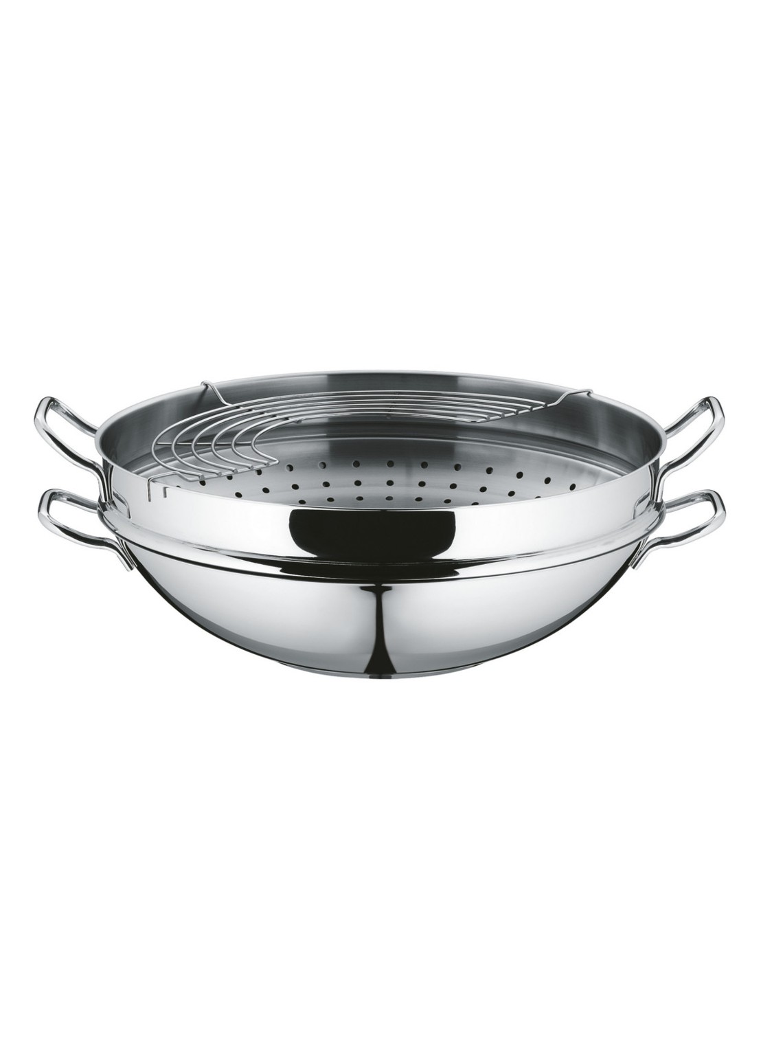 WMF Macao wok 4-delig, 36 cm - detail 4 zilver