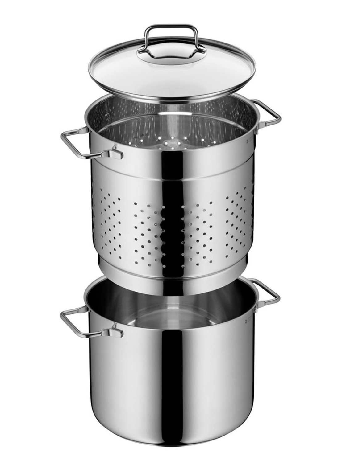 WMF Pastapan met stoominzet 24 cm  - voorkant 2 zilver