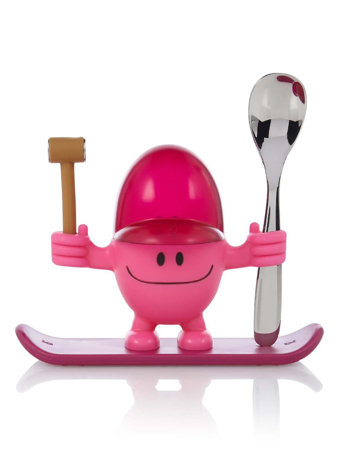 WMF Willy Mia Fred McEgg eierdop met lepel 11 cm - voorkant roze