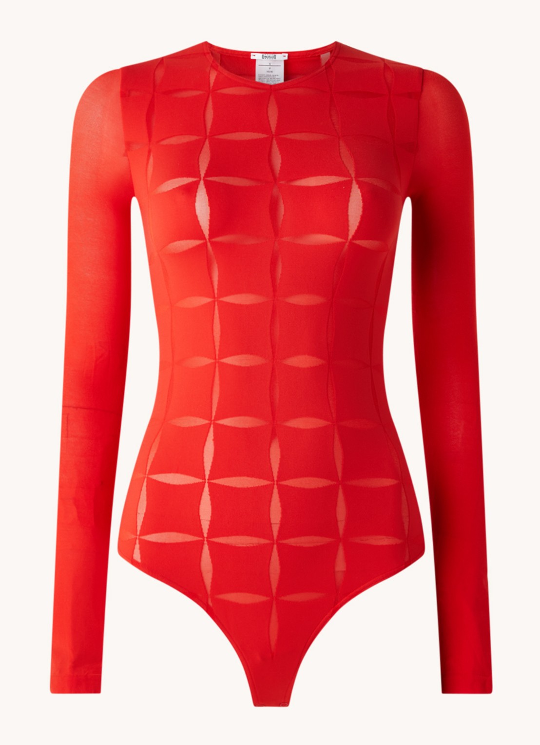 Wolford Anniversary stringbody met mesh - voorkant 2 steenrood