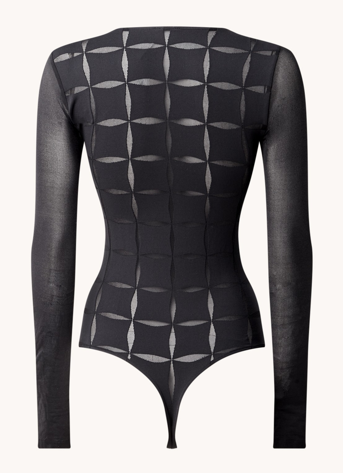 Wolford Anniversary stringbody met mesh - achterkant 4 zwart