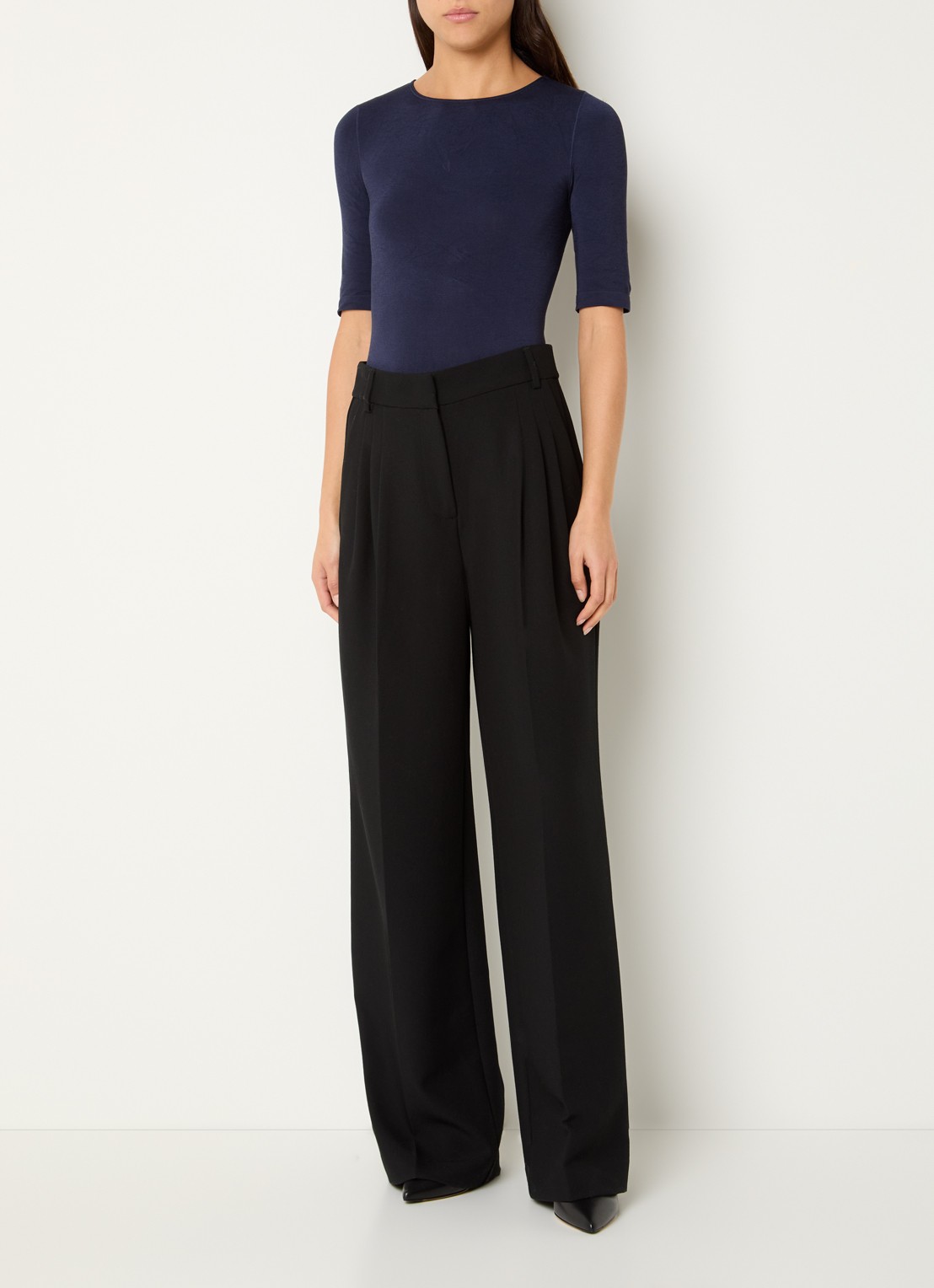 Wolford Bahamas body met ronde hals - voorkant 2 donkerblauw