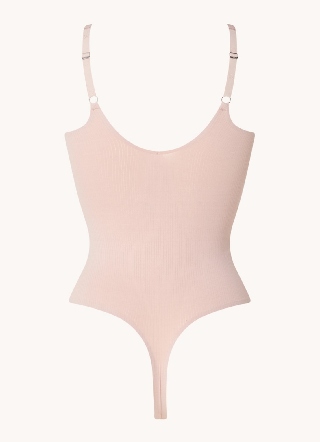 Wolford Beauty Cotton mouwloze stringbody - achterkant 4 oudroze