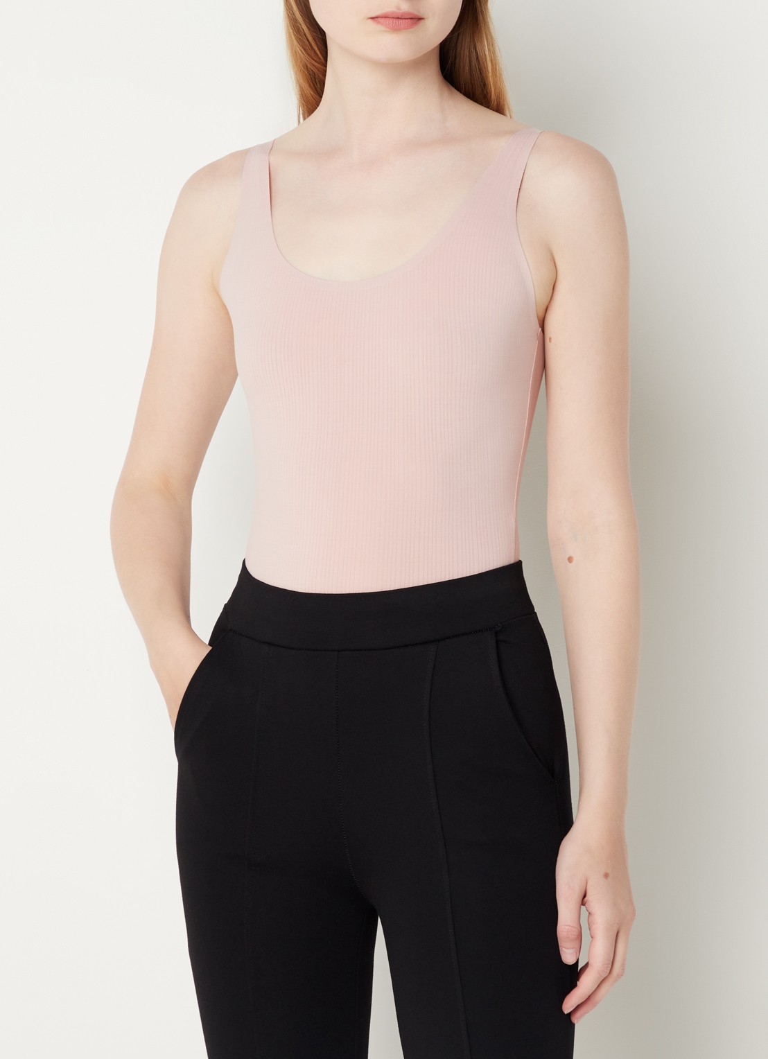 Wolford Beauty Cotton mouwloze stringbody - detail oudroze