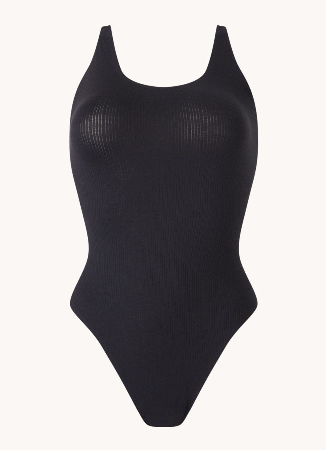 Wolford Beauty Cotton mouwloze stringbody - voorkant 2 zwart