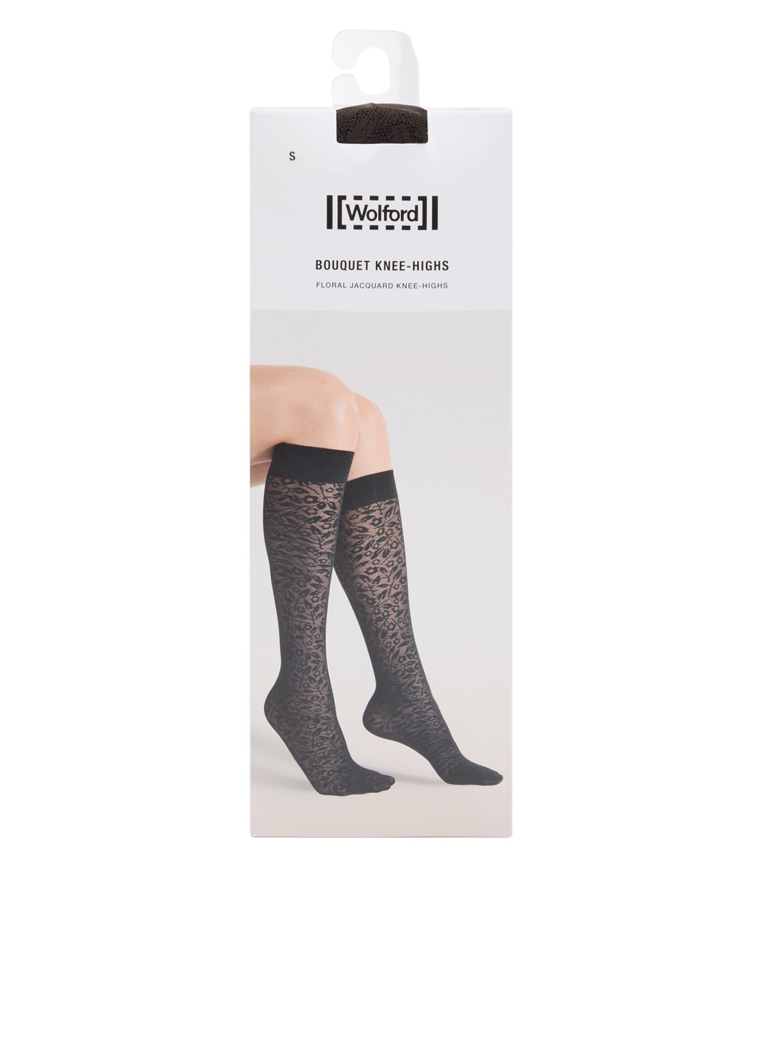 Wolford Bouquet kniekousen met bloemenprint in 30 denier - voorkant 2 bruin