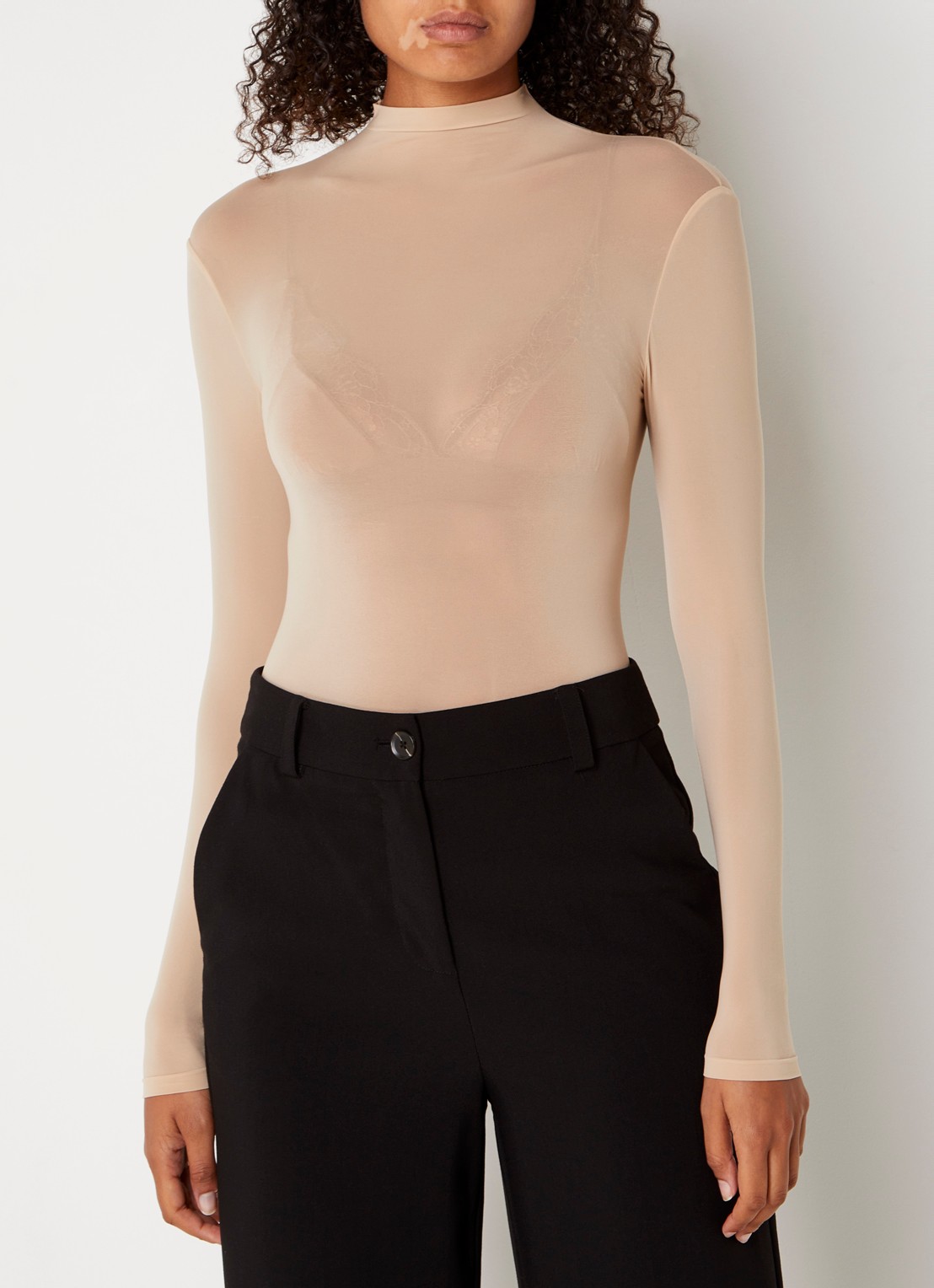 Wolford Buenos Aires stringbody met col - detail donkerbeige