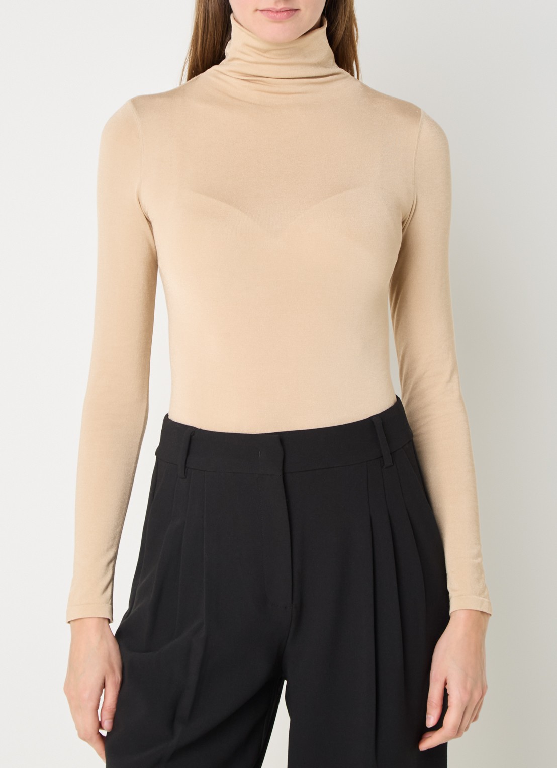 Wolford Colorado stringbody met col - detail 4 donkerbeige