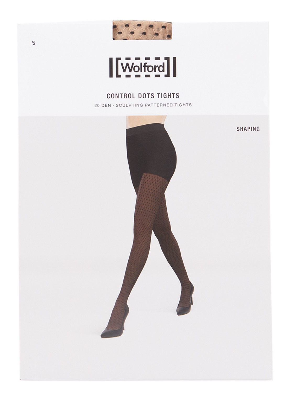 Wolford Control Dots panty in 20 denier met stippenprint - voorkant donkerbeige