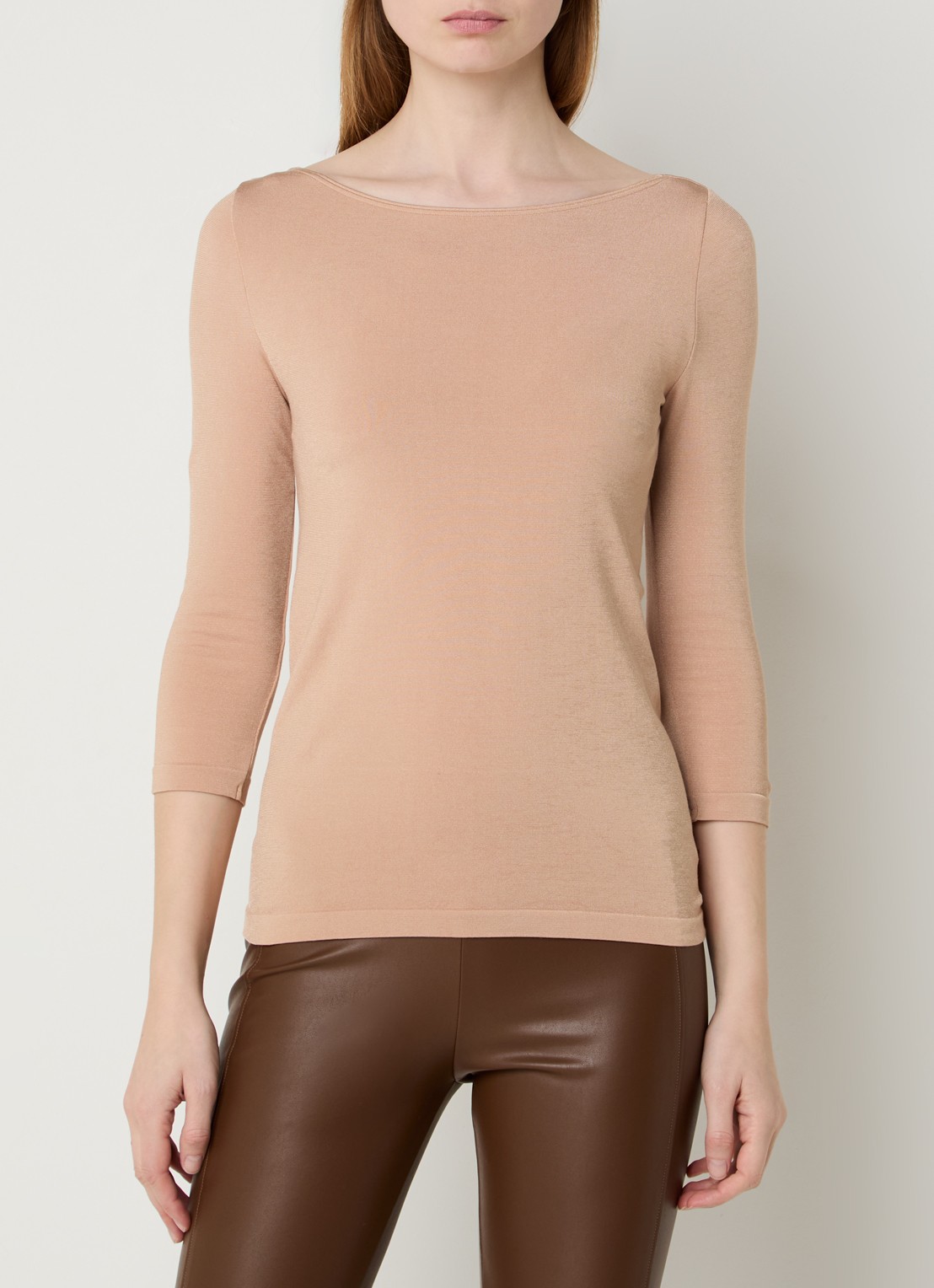 Wolford Cordoba top met boothals - detail 4 camel