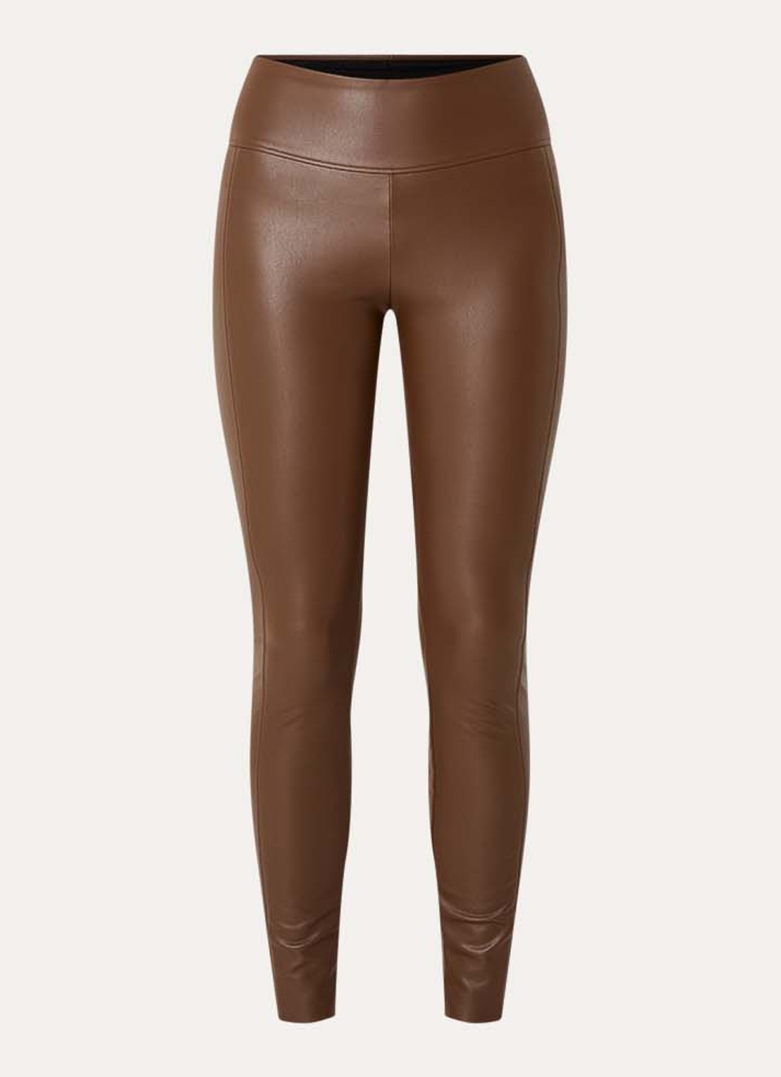 Wolford Edie Forming high waist skinny fit legging van imitatieleer - voorkant 2 hazelnootbruin
