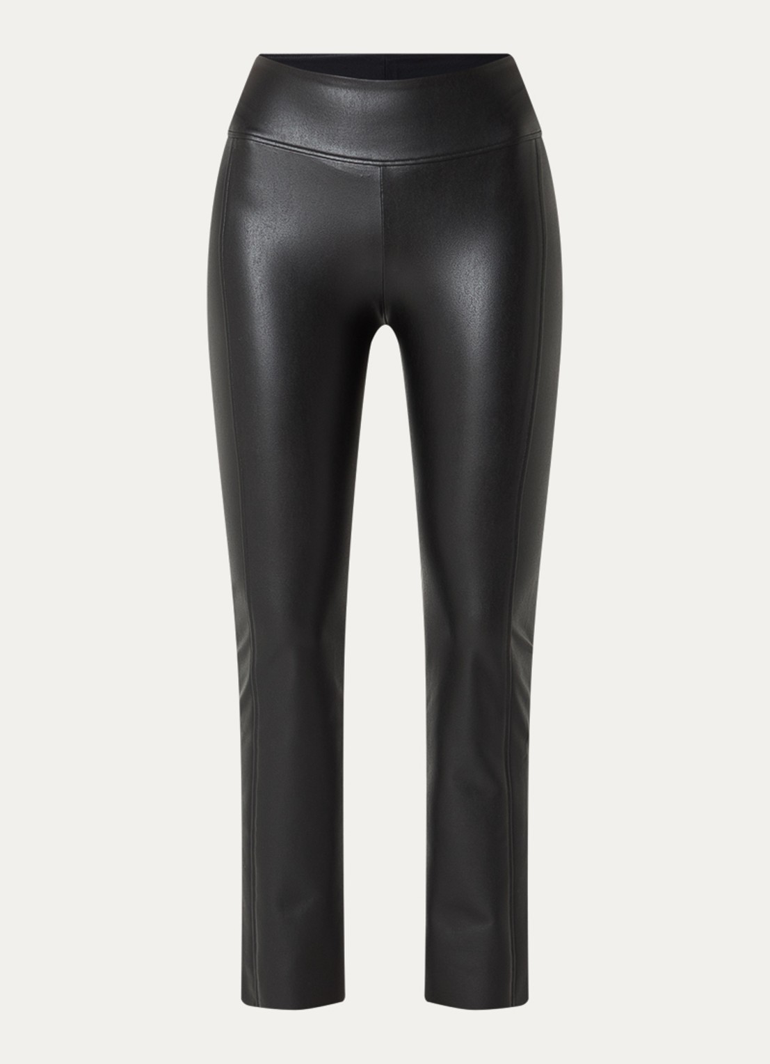 Wolford Edie high waist slim fit broek van imitatieleer - voorkant 2 zwart